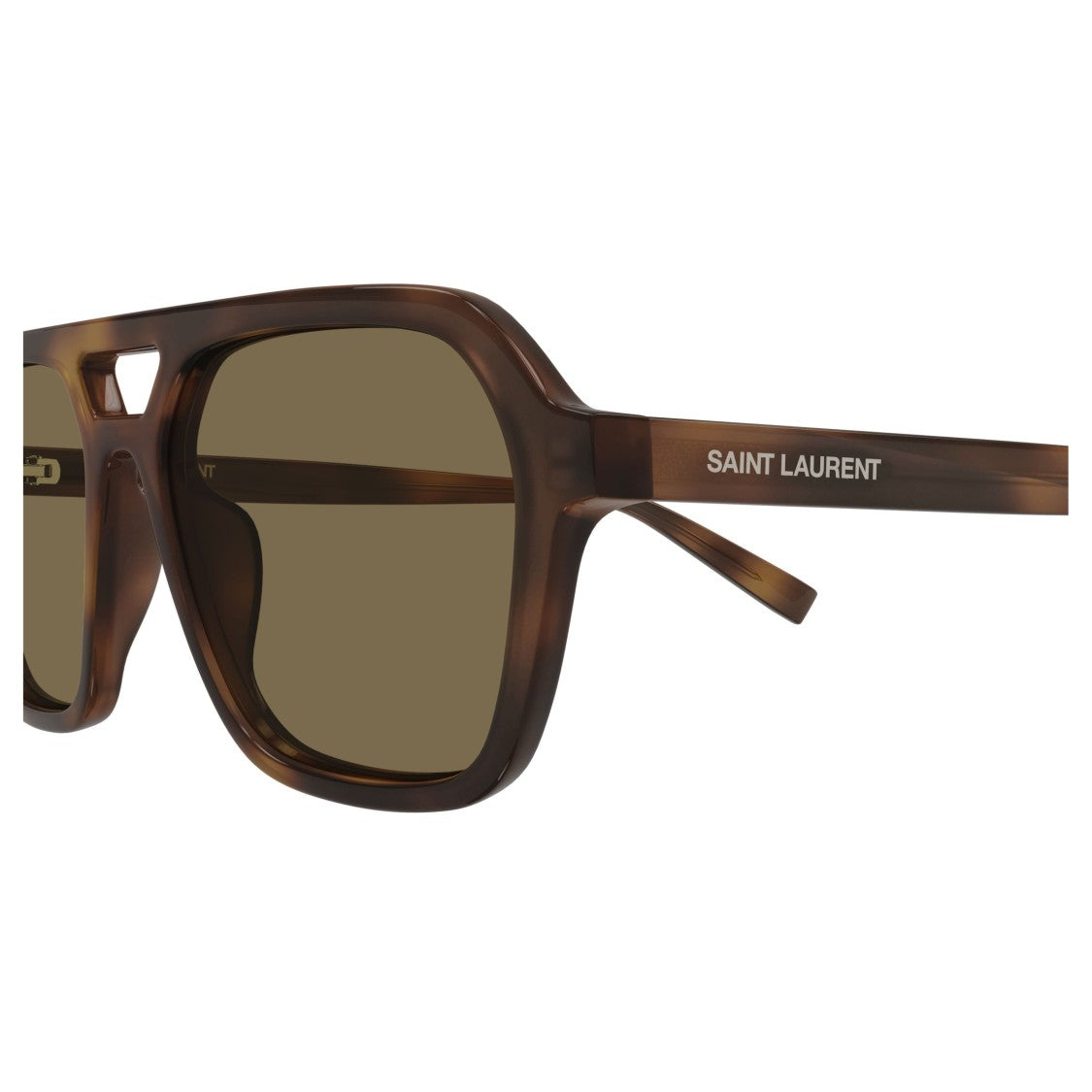 Saint Laurent Bold Geometric Tortoiseshell Sunglasses With Cut-Out Bridge