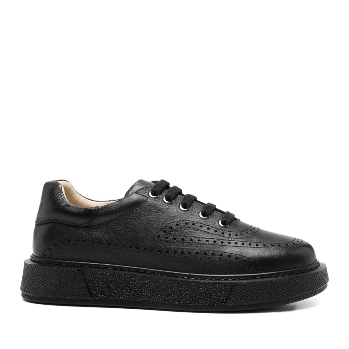 Sergio Moretti Black Brogue Detail Sleek Leather Wedge Sneakers