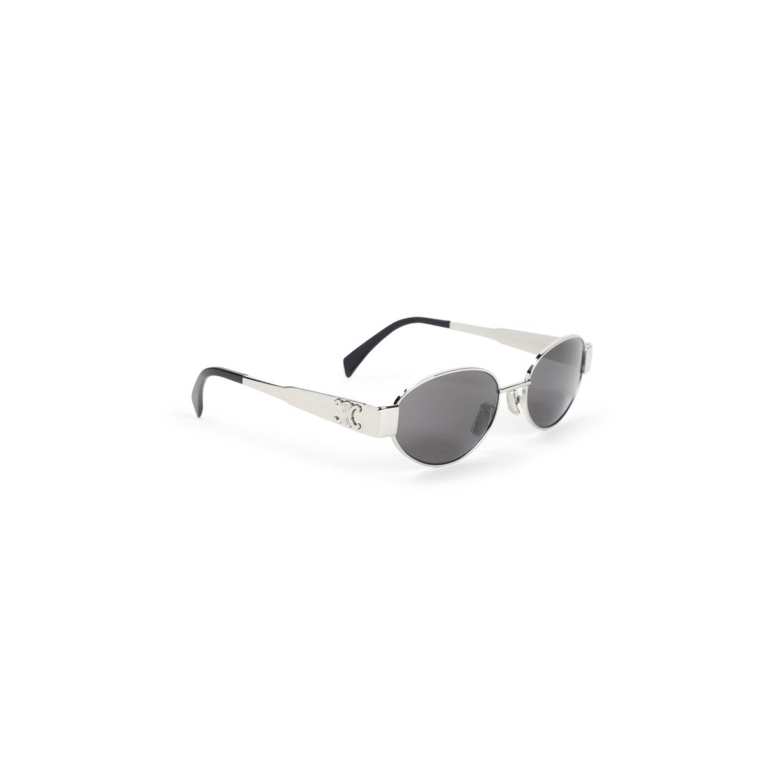 Celine Oval Silver-Toned Sunglasses With Tonal Logo Detail