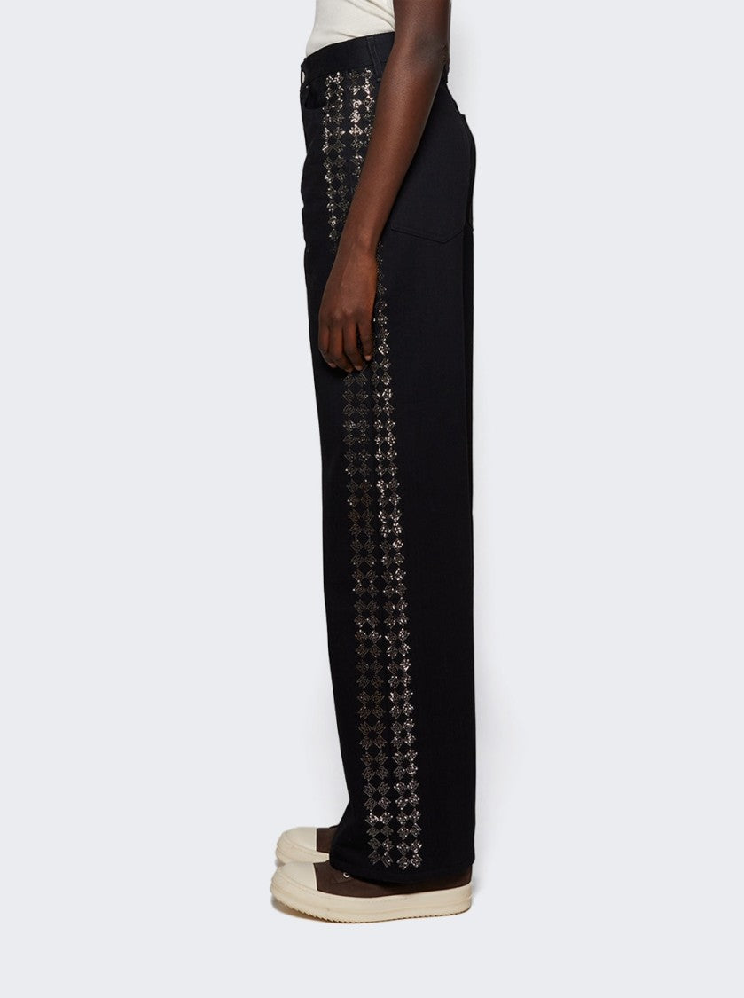 Amiri Quad Cyrstal Wide Leg Jeans Black