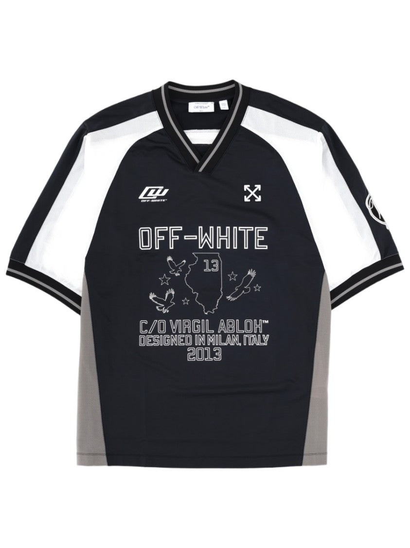 Off-White Color-Block Polyester Sporty T-Shirt