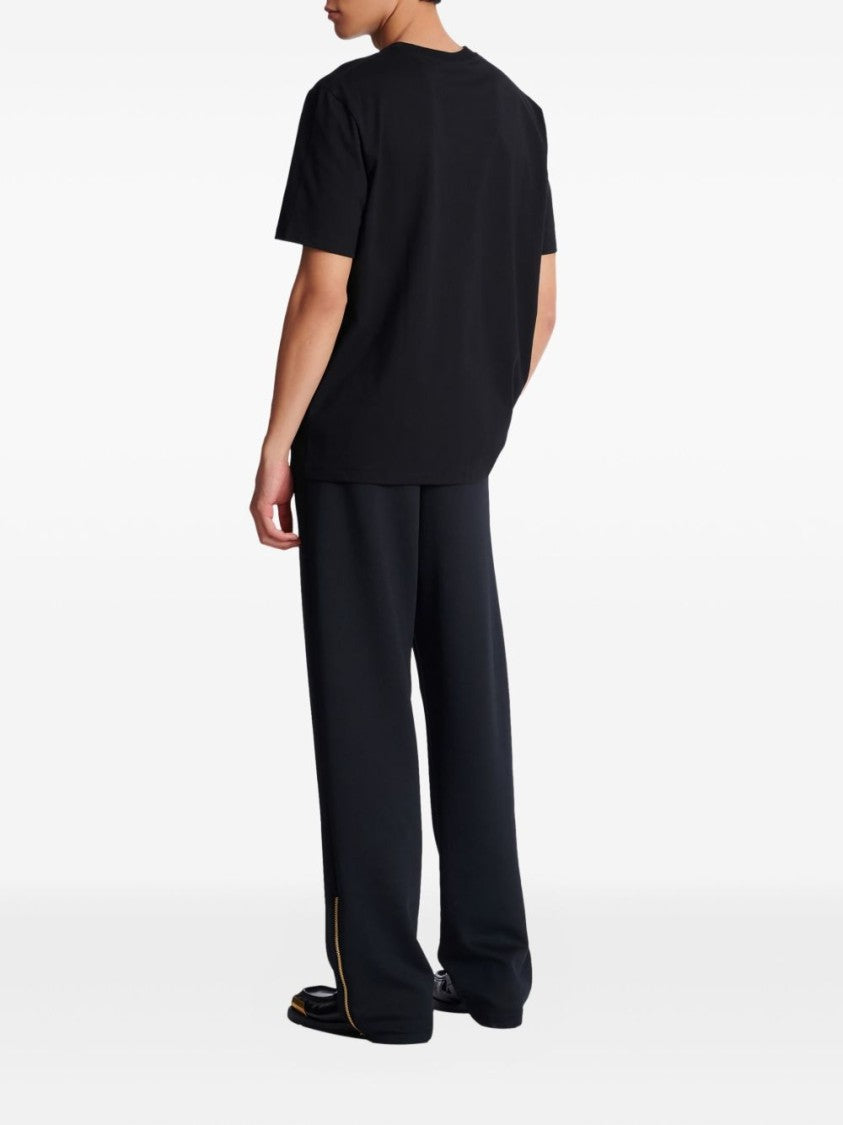 Balmain Black Silk And Nylon Logo T-Shirt