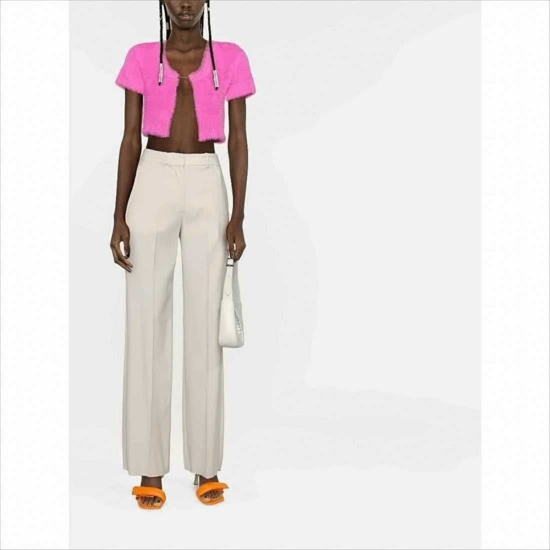 Jacquemus Cropped Fuzzy Cardigan With Clasp Closure