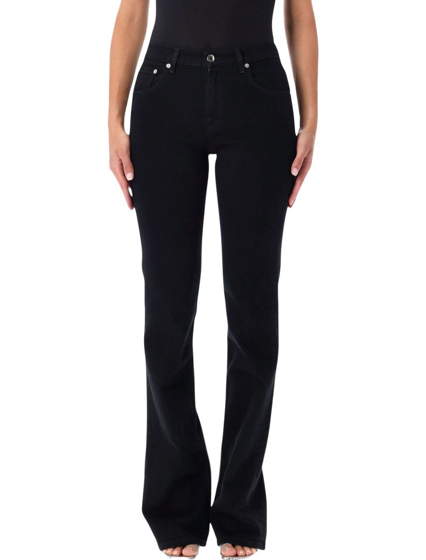 Haikure Fitted Black Jeans With Slightly Flared Hem And Iconic Logo Detail
