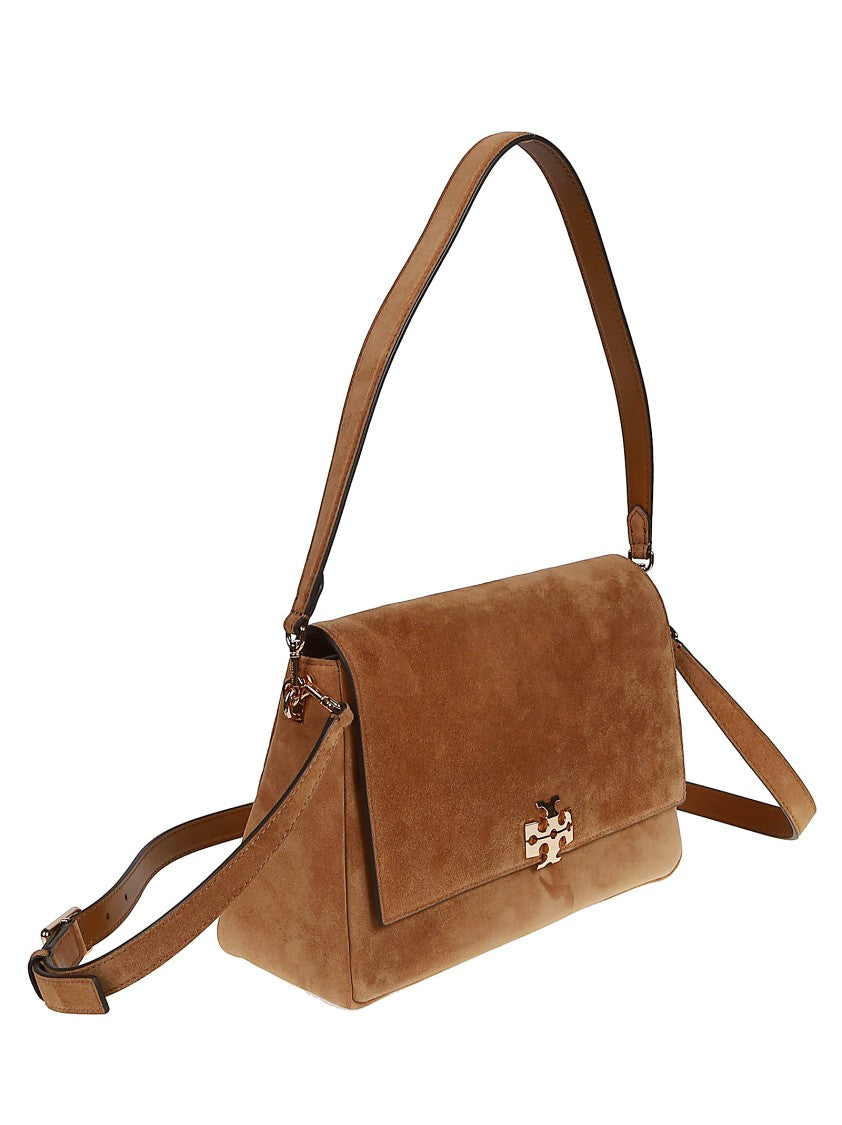 Tory Burch Charlie Rectangular Brown Suede Bag