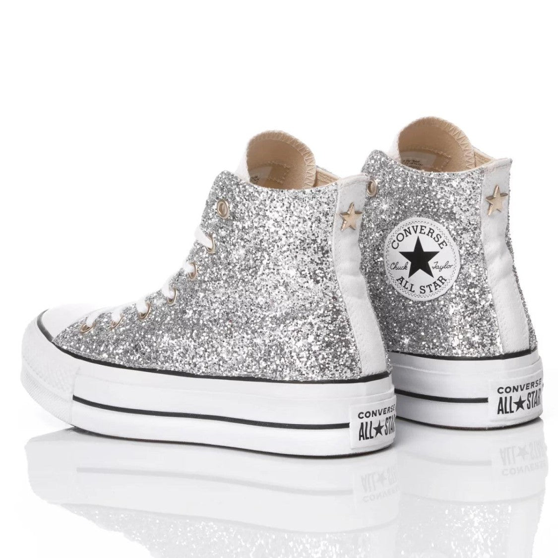 Converse Handmade High-Top Platform Sneakers With Dazzling Glitter Finish