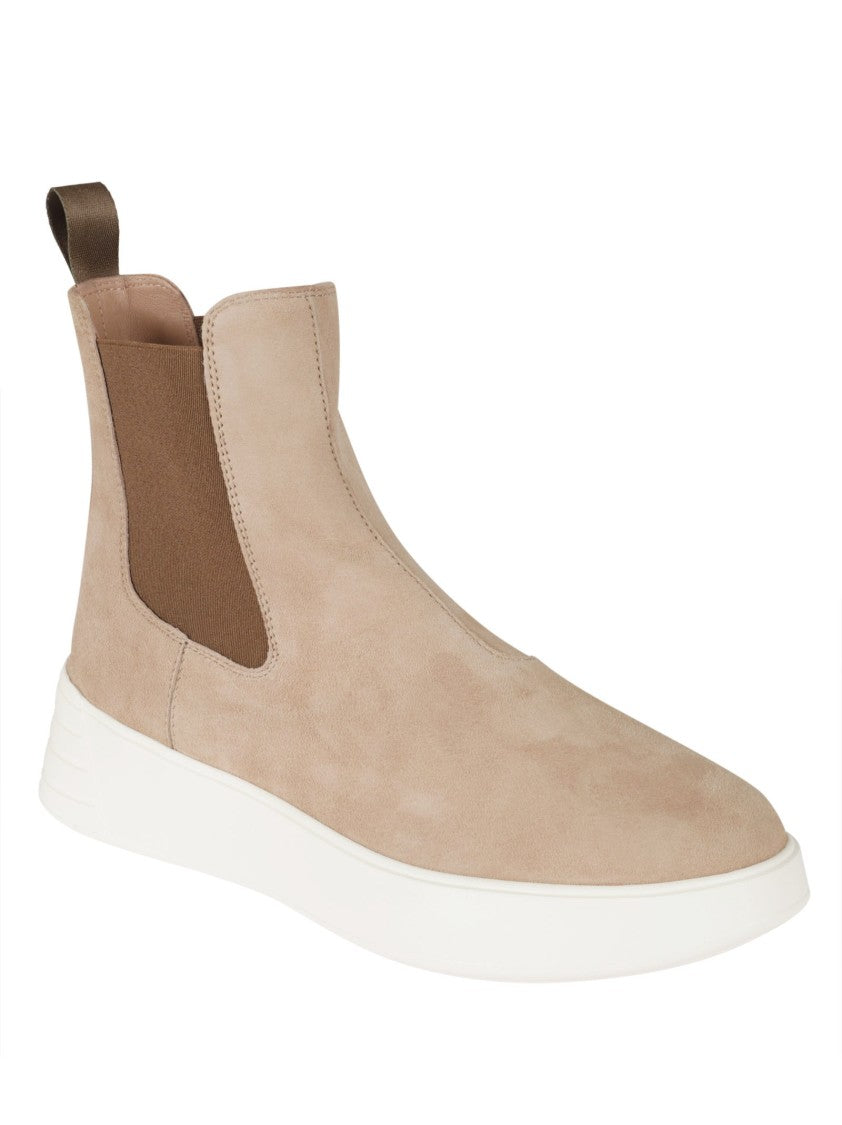 Hogan H562 Beige Suede Slip-On Boots