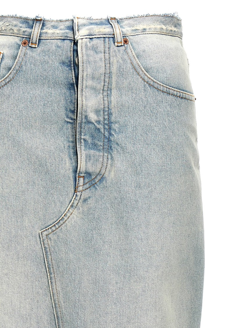 Mm6 By Maison Margiela Long Cotton Denim Skirt With Front