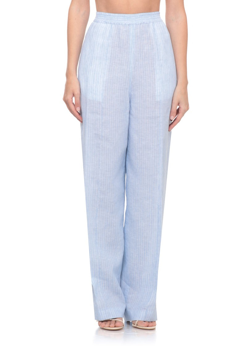 Fabiana Filippi Light Blue Striped Linen Pants