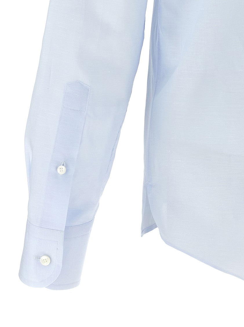 Zegna Linen Blend Shirt With Three-Button Front