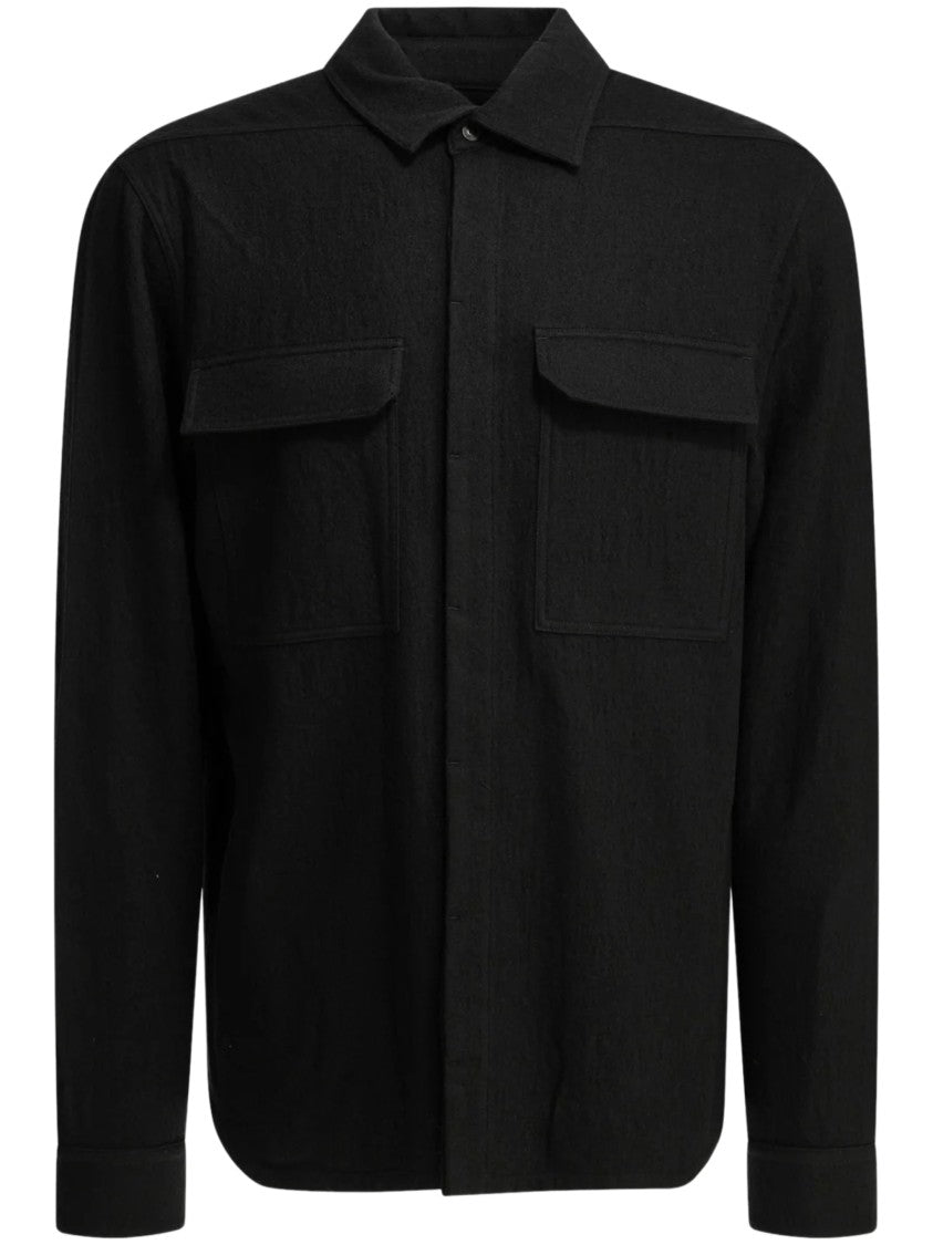 Rick Owens Classic Collar Casual Work Shirt With Flap Pockets