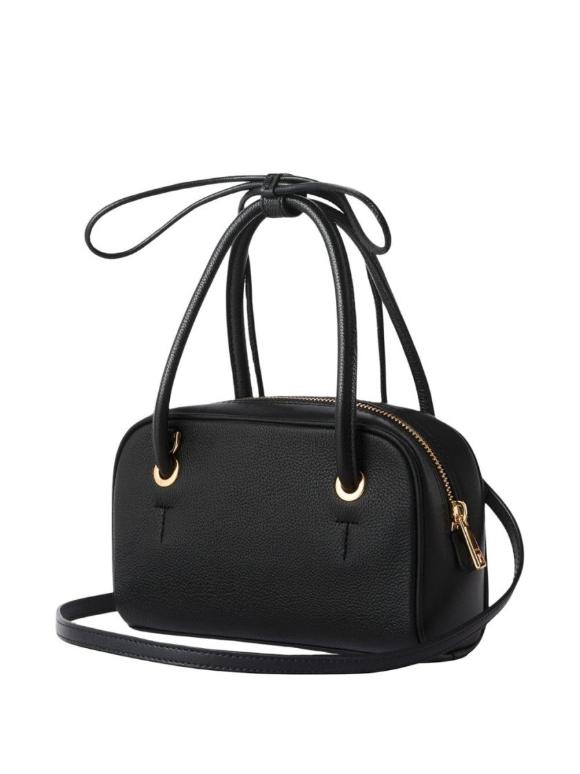 Furla Black Textured Leather Dual Handles Handbag