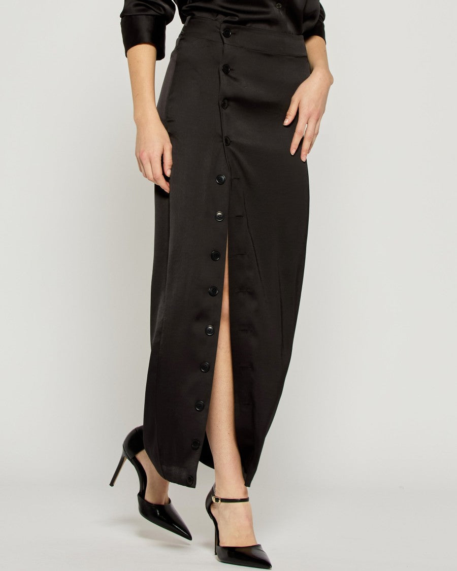 Serena Bute Button Through Skirt - Black