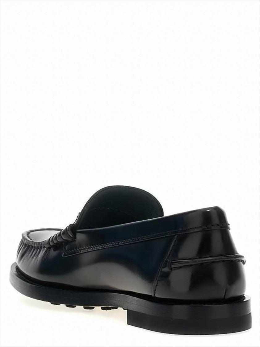 Tod's Calf Leather Penny Strap Loafers With Stacked Heel