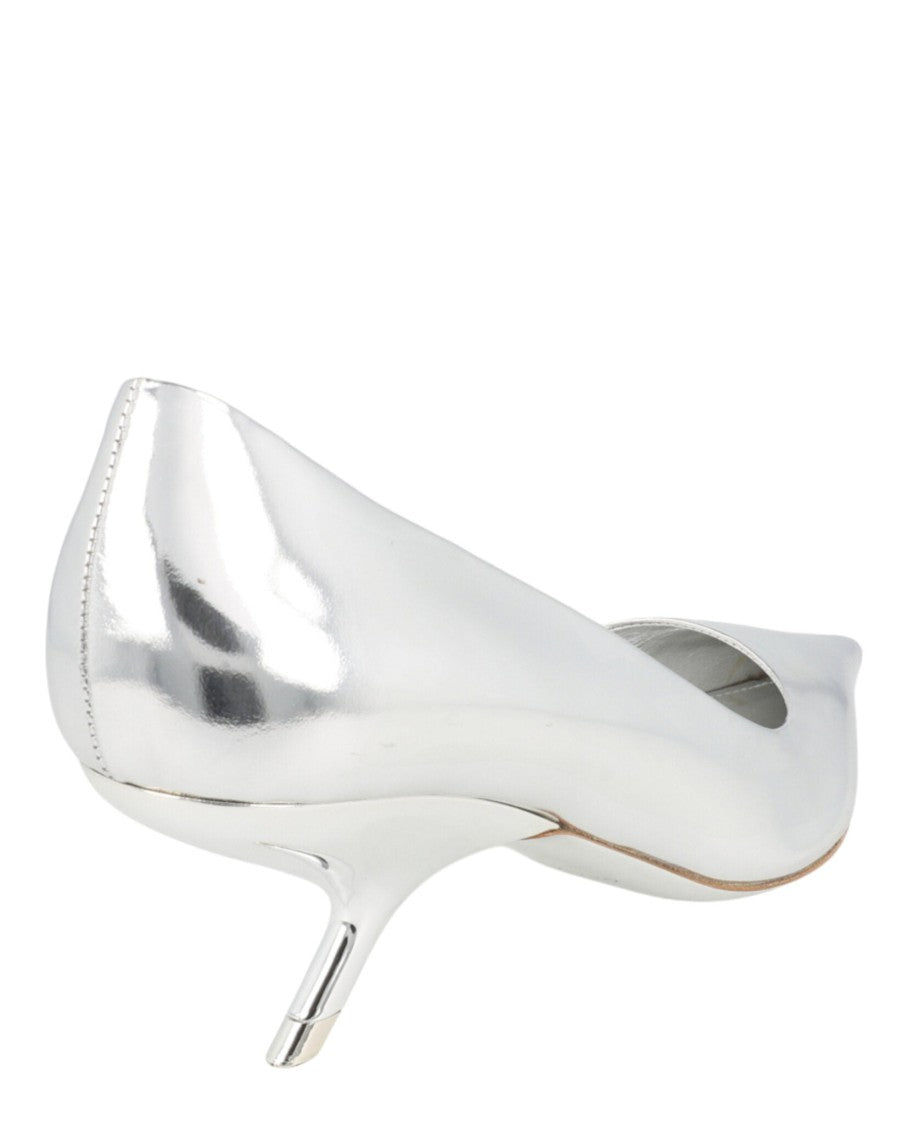 Ferragamo Metallic Leather Pumps With Pointed Toe And Curved Heel