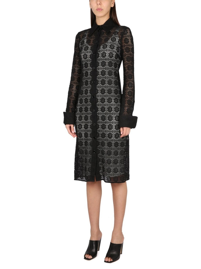 Max Mara Shirt Collar Dress With Front Button Closure