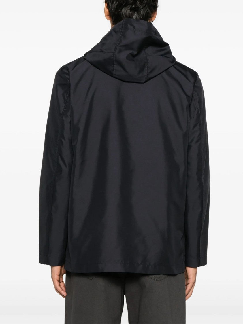 Fay Hooded Black Jacket With Toggle Closure