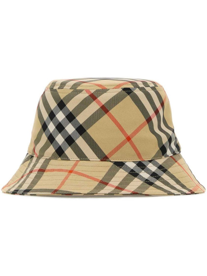 Burberry Check Print Hat With Flat Crown
