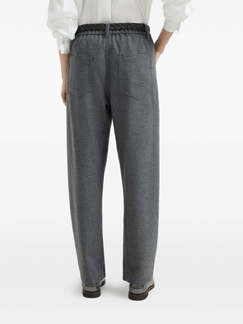 Brunello Cucinelli High-Waisted Textured Trousers