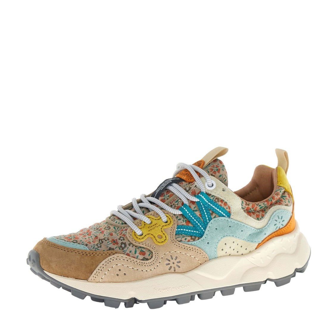 Flower Mountain Yamano 3 Sneaker In Biscuit Suede And Canvas