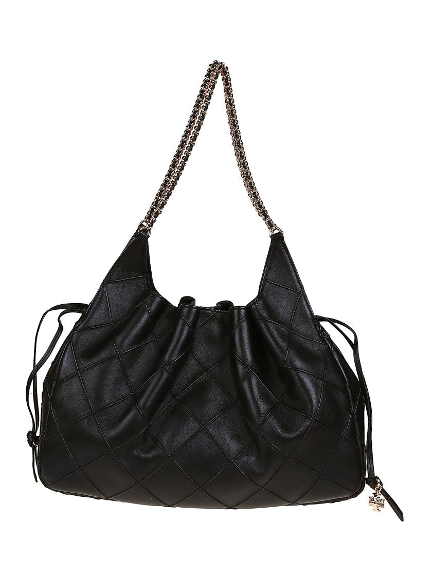 Tory Burch Fleming Quilted Black Large Tote