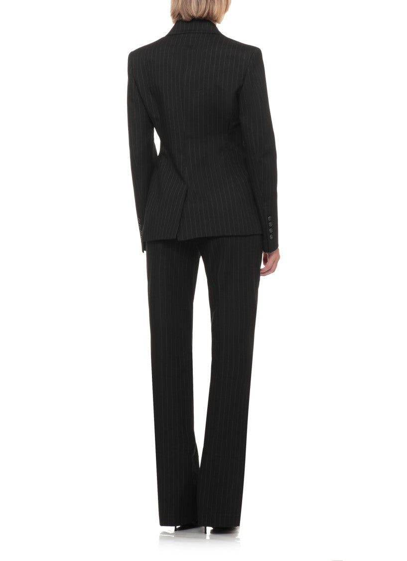 The Andamane Black Pinstriped Tailored Blazer