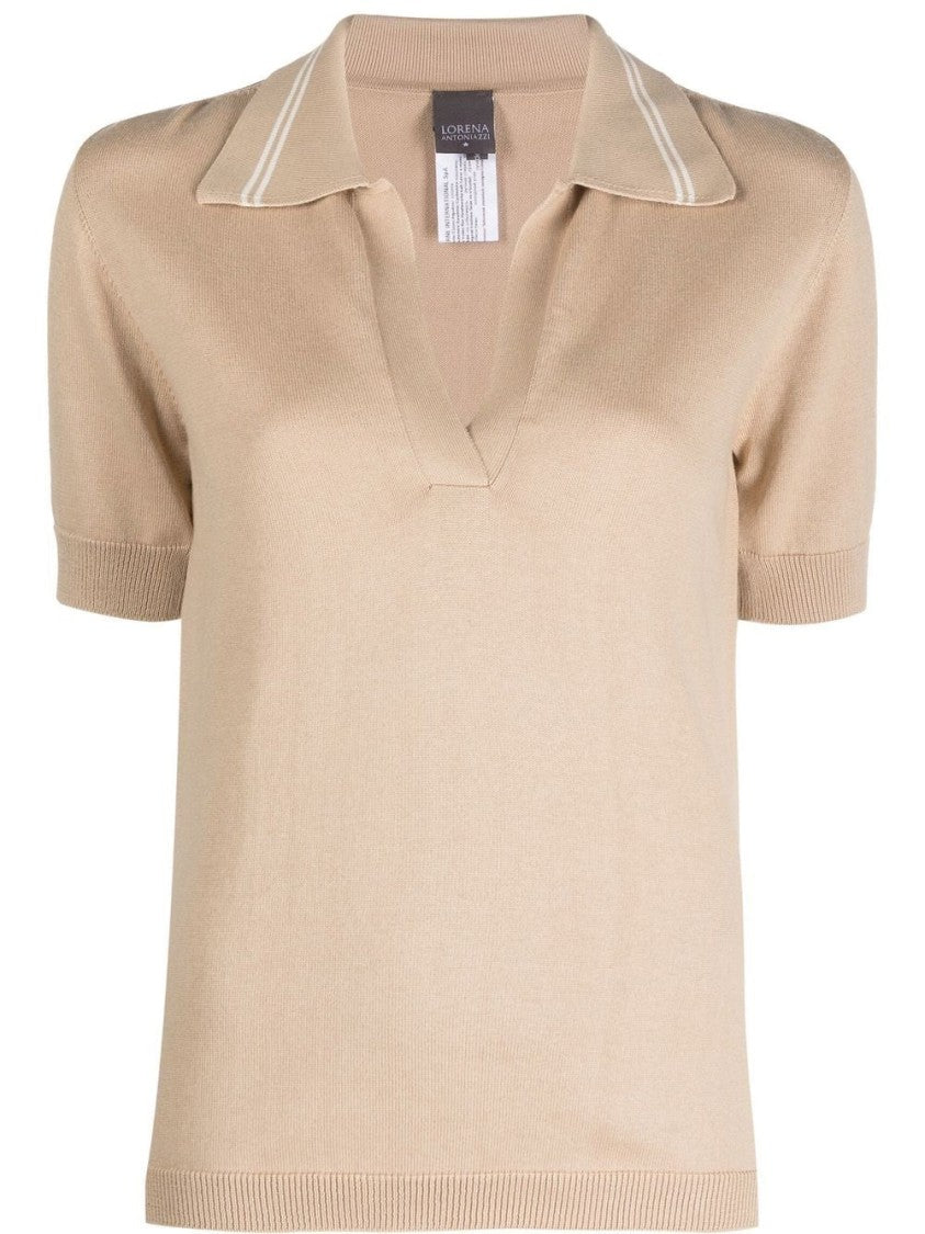 Lorena Antoniazzi Black Knit Contrasting Stripe Cotton-Cashmere Polo Shirt