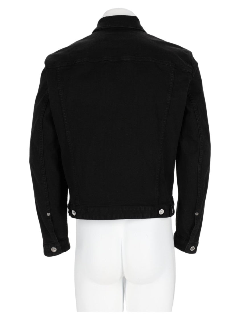 Dsquared2 Cropped Black Denim Jacket With Silver-Tone Hardware