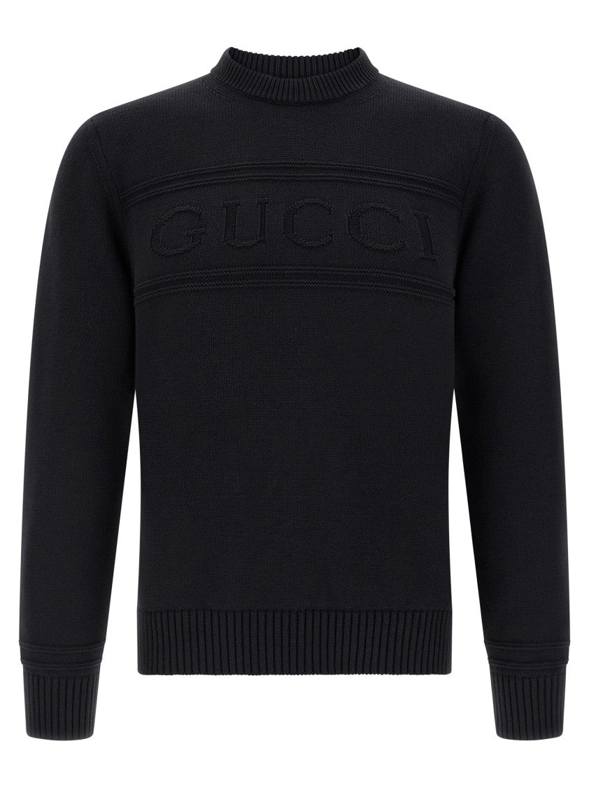 Gucci Intarsia Knit Sweater With Crew Neck And Ribbed Trims