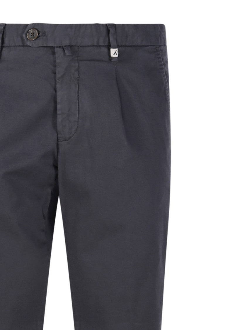 Myths Tailored Grey Long Pants With Smooth Finish And Rolled Cuffs