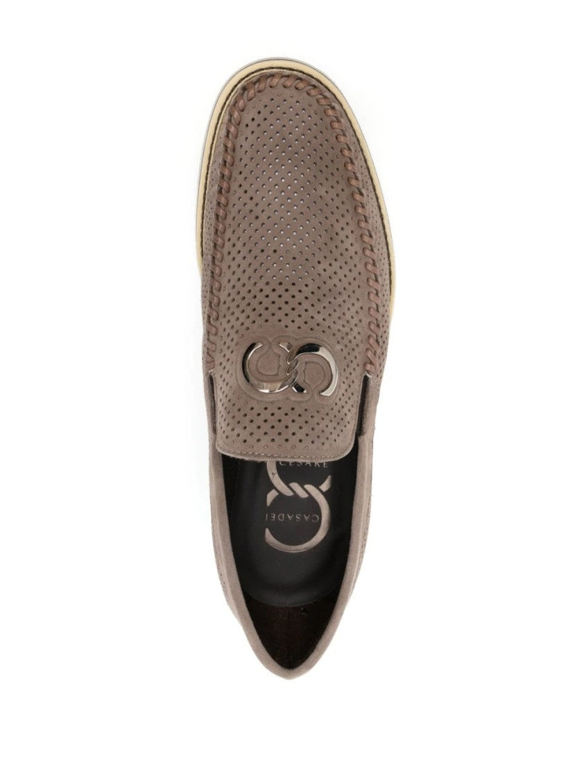 Casadei Perforated Suede Loafers