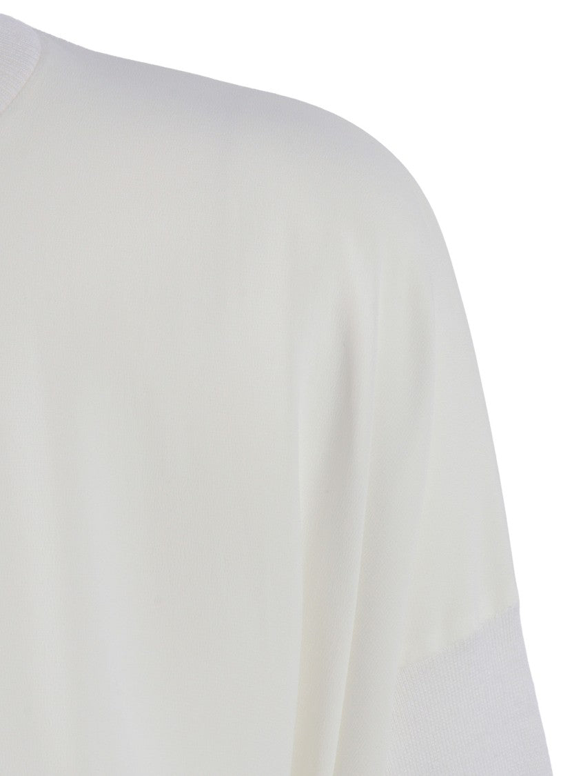 Peserico White Boxy Ribbed Sweater
