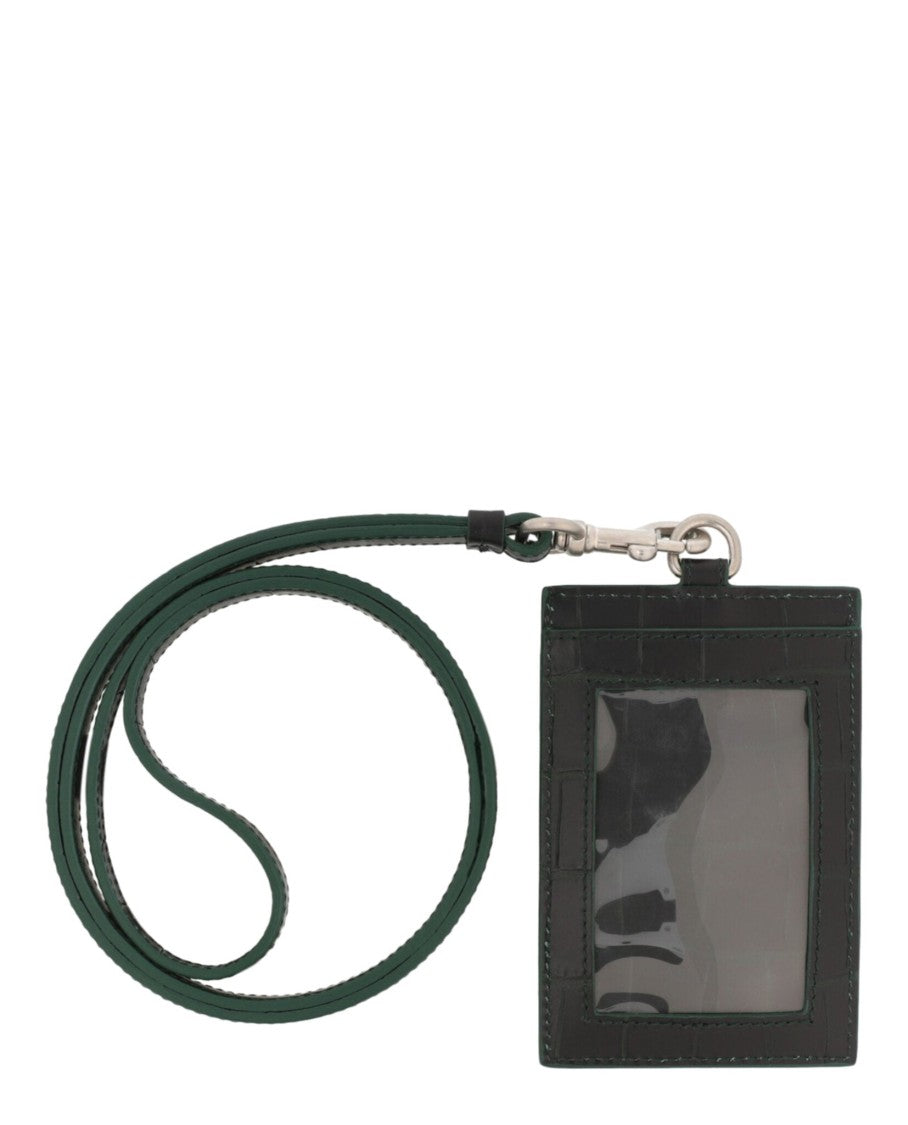 Balenciaga Crocodile Embossed Cash Card And Badge Holder
