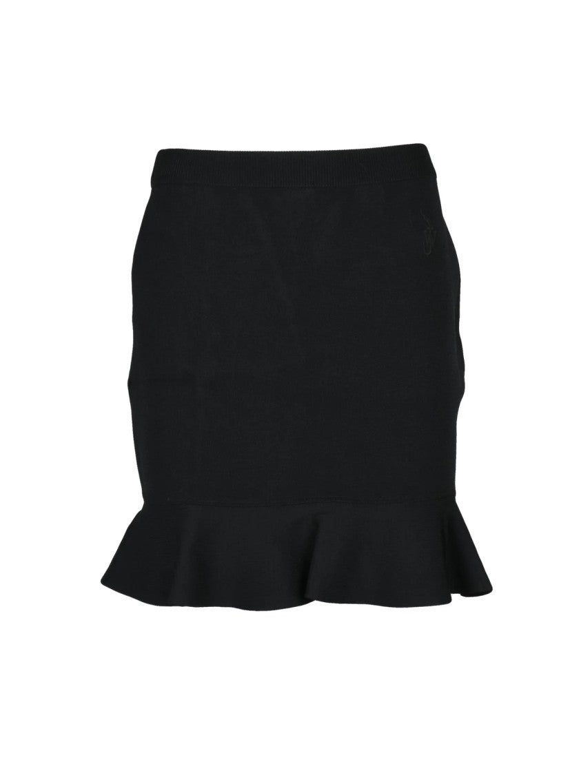 J. W. Anderson Fitted Black Mini Skirt With Subtle Ruffle Hem