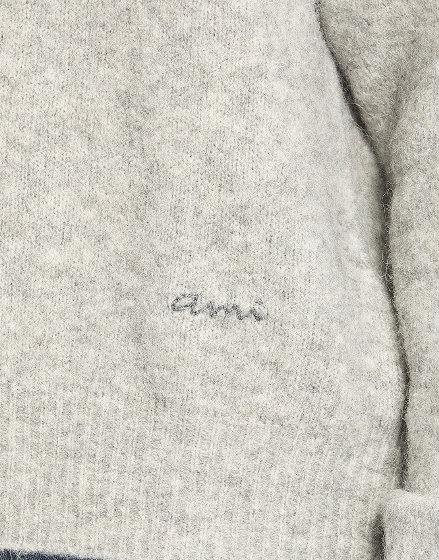 Ami Paris Embroidered Logo Alpaca Sweater