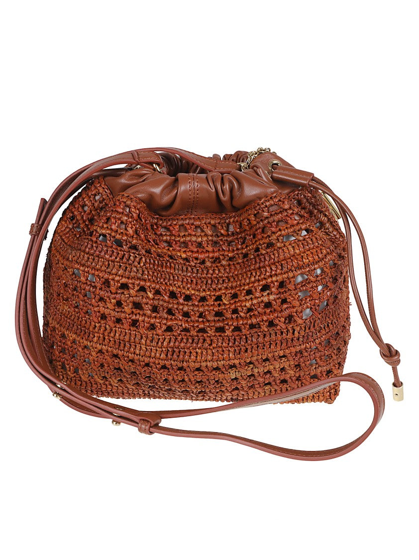 Chloé Mini Raffia Shoulder Bag With Lambskin Accents