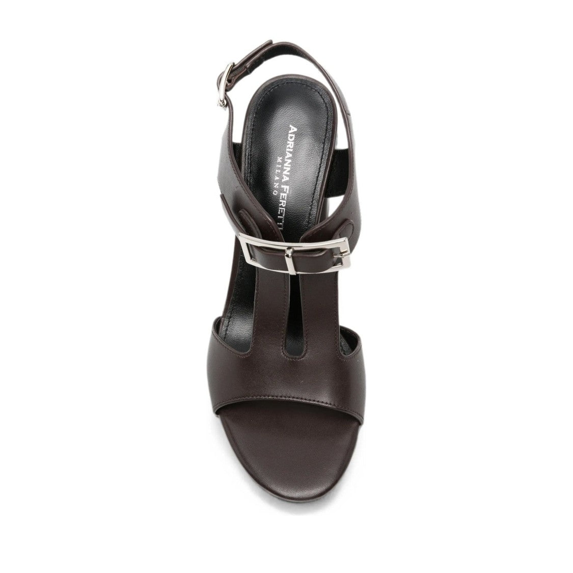 Adrianna Feretti Brown Adjustable Buckle T-Strap Leather Sandals