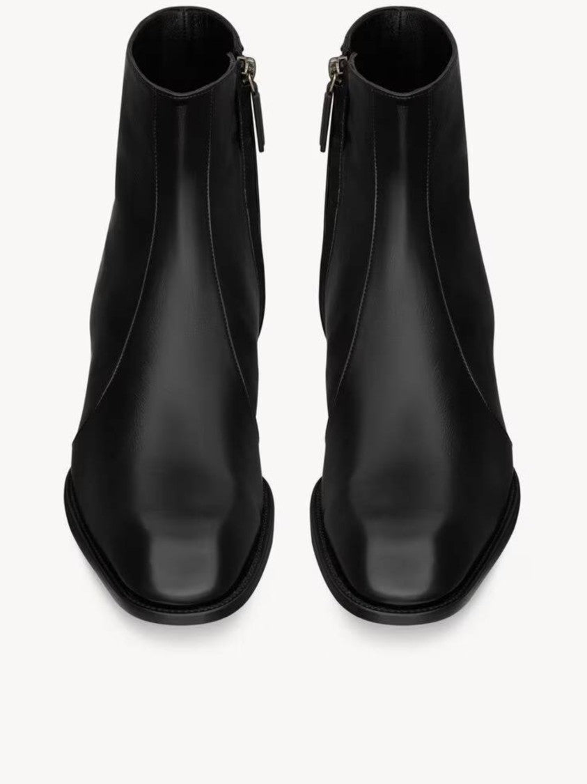 Saint Laurent Aurelien 30 Pointed-Toe Polished Ankle Boots