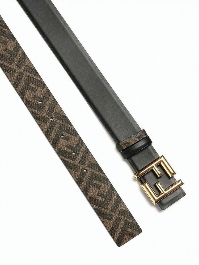 Fendi Black Leather Belt With Signature Double 'F' Buckle