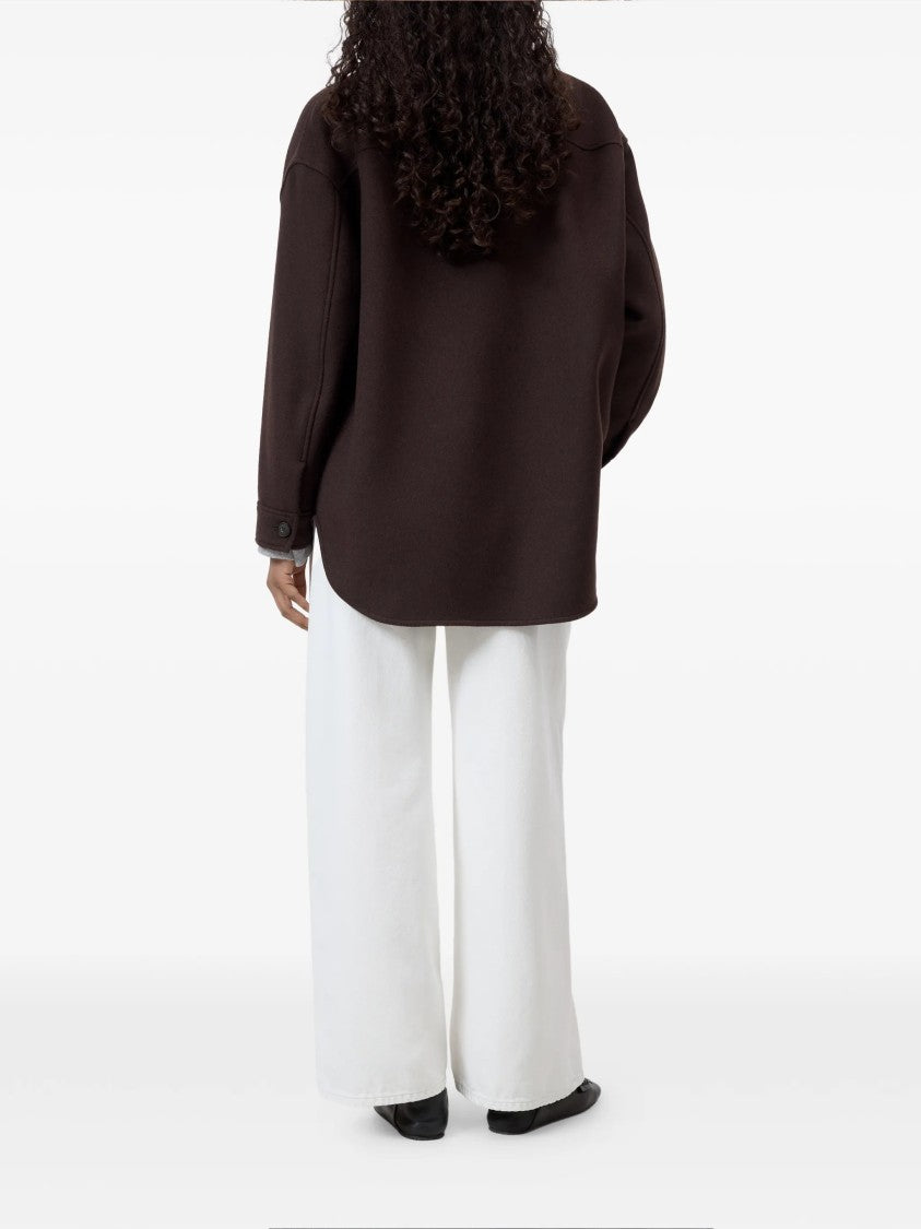 Closed Brown Boxy Collar Cotton-Blend Jacket