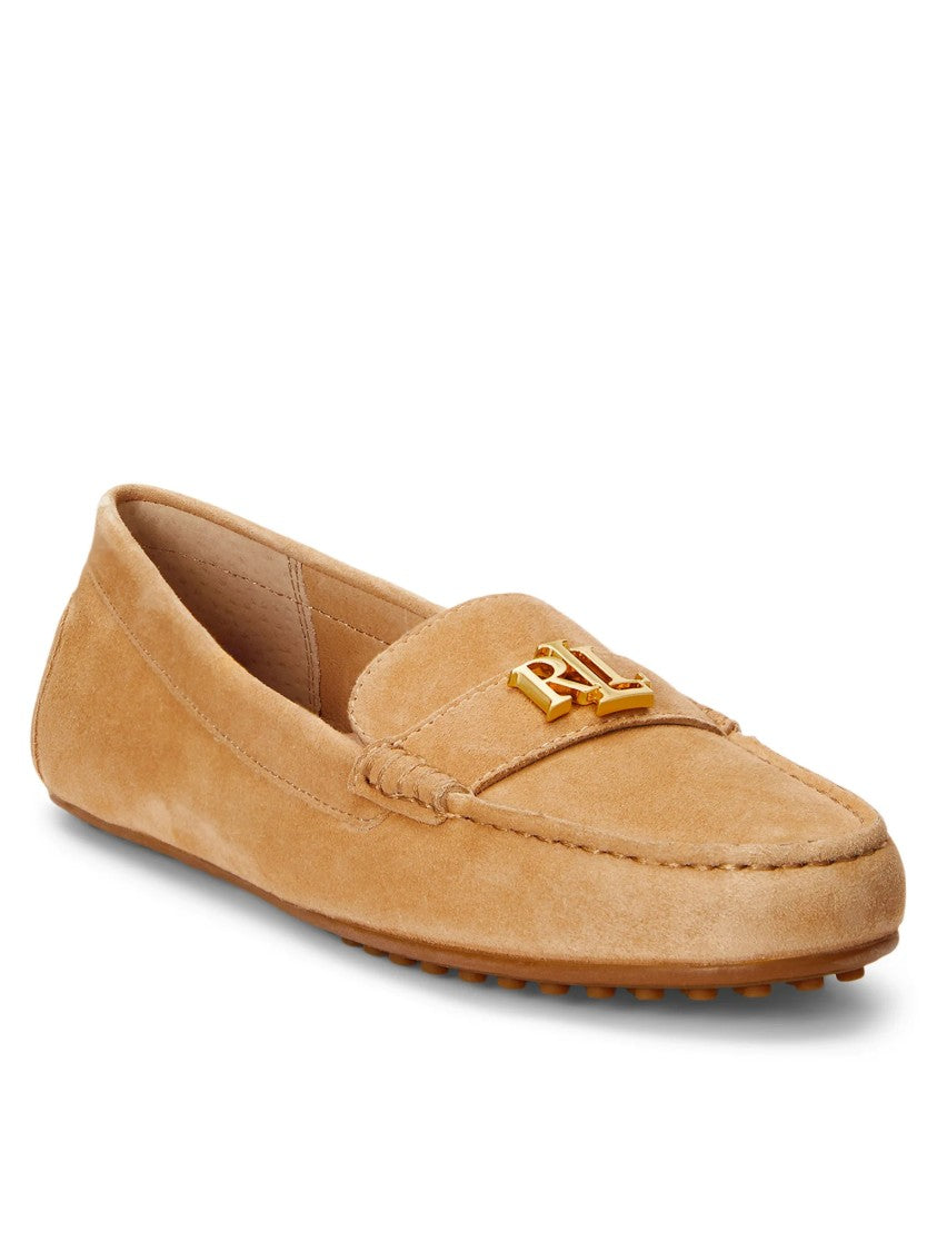 Lauren Ralph Lauren Natural Tone Suede Moccasin Flats
