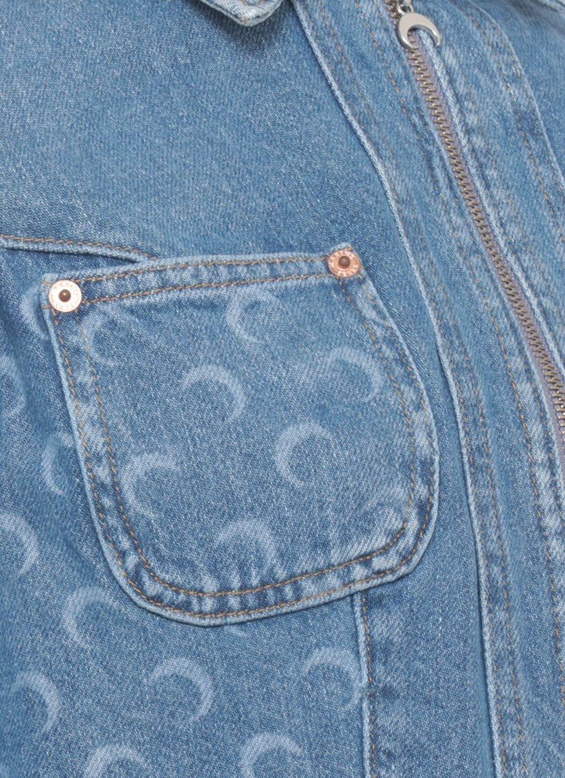 Marine Serre Light Blue Moon Pattern Denim Jacket