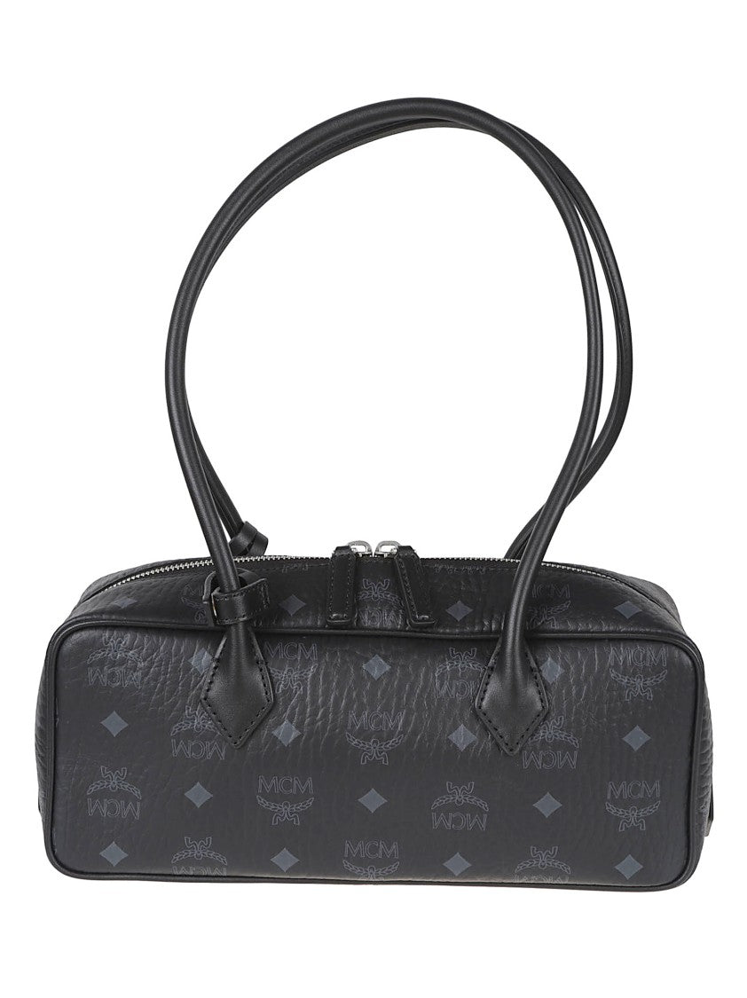 Mcm Black Leather Double-Zip Mini Bag