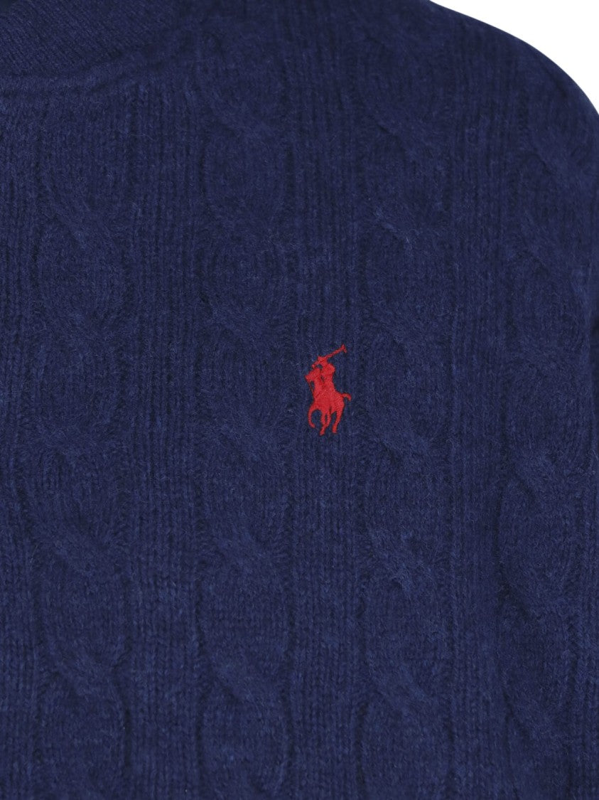 Polo Ralph Lauren White Cropped Cable Knit Logo Jacket