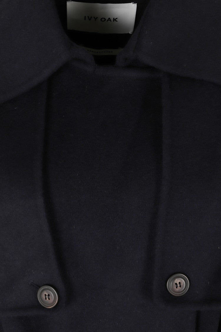 Ivy & Oak Blue Notched Collar Short Wool Coat