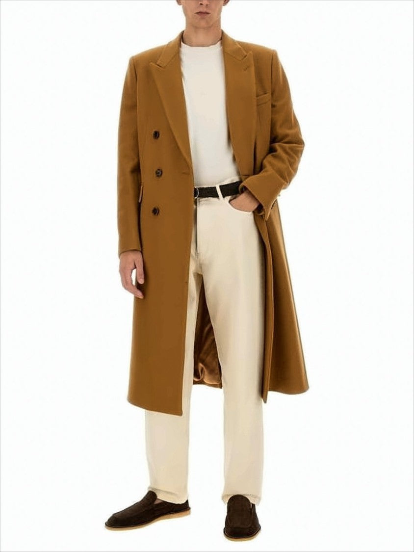 Lardini Double-Breasted Long Coat With Tailored Fit