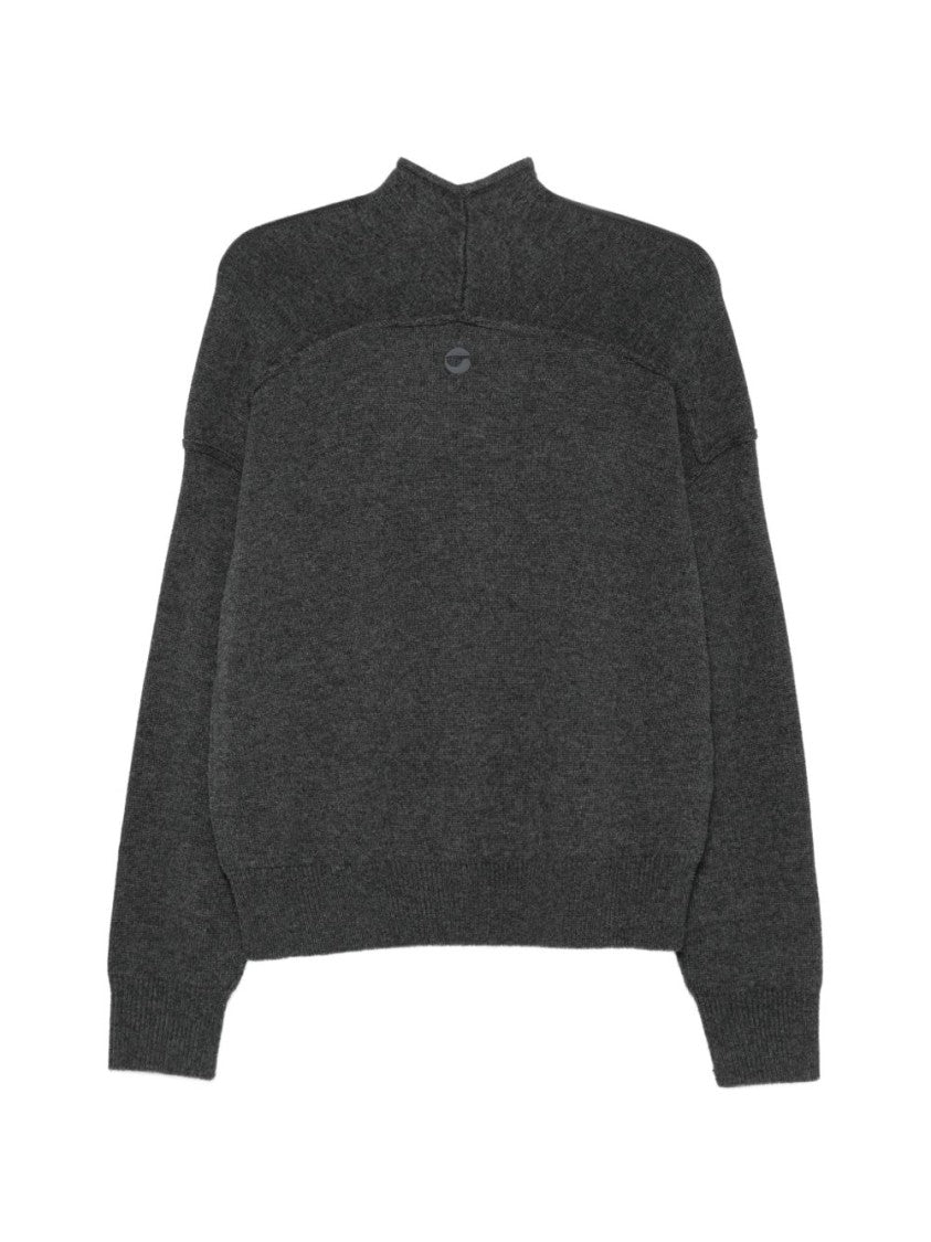 Coperni High Neck Knit Sweater With Cut-Out Detailing And Logo