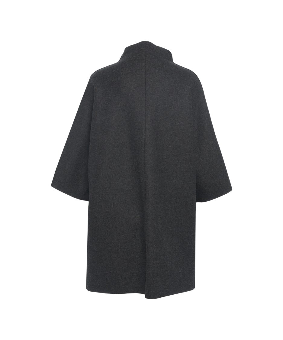 Harris Wharf London Virgin Wool Short Coat With High Collar And Wide Sleeves