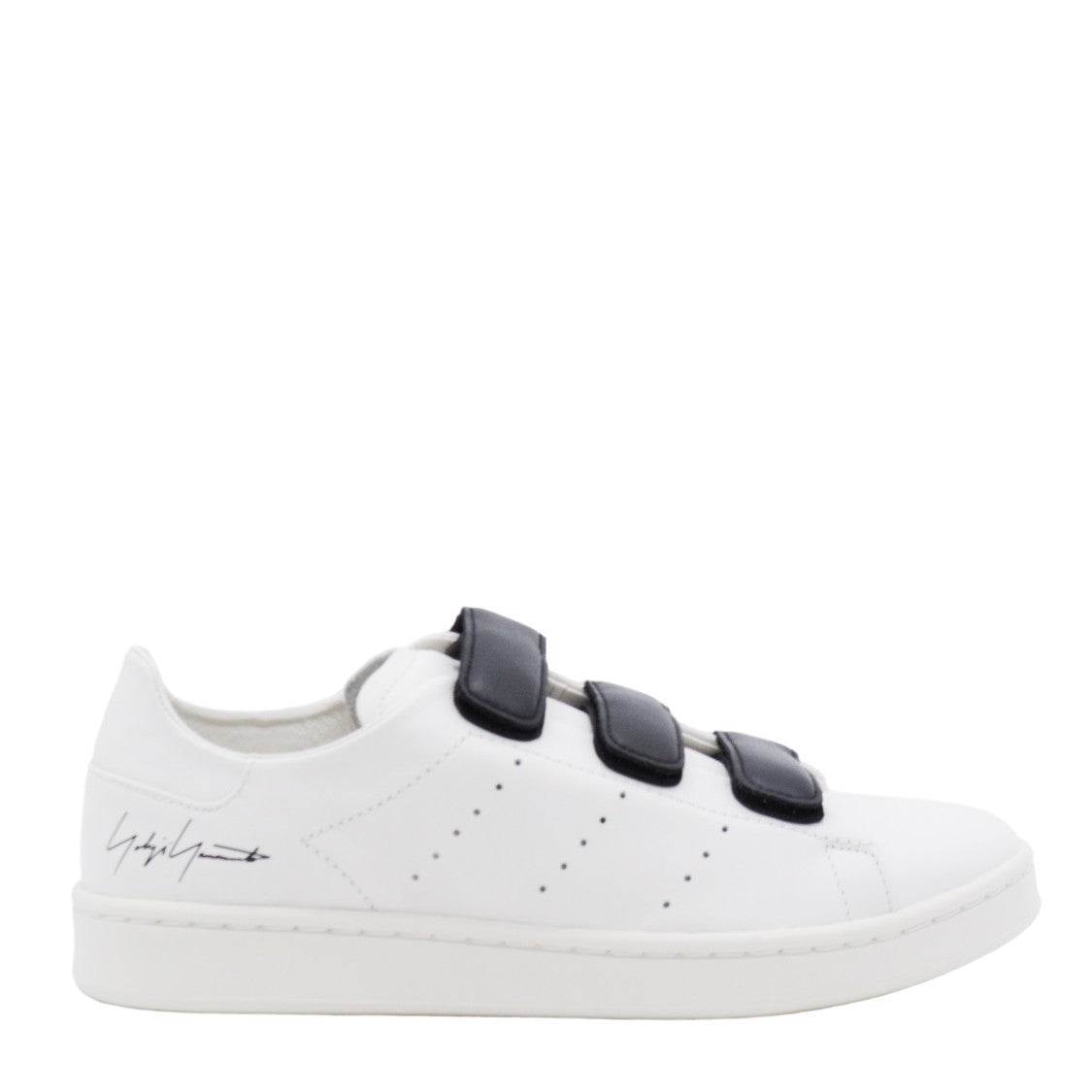 Y-3 White Sneakers With Black Velcro Straps And