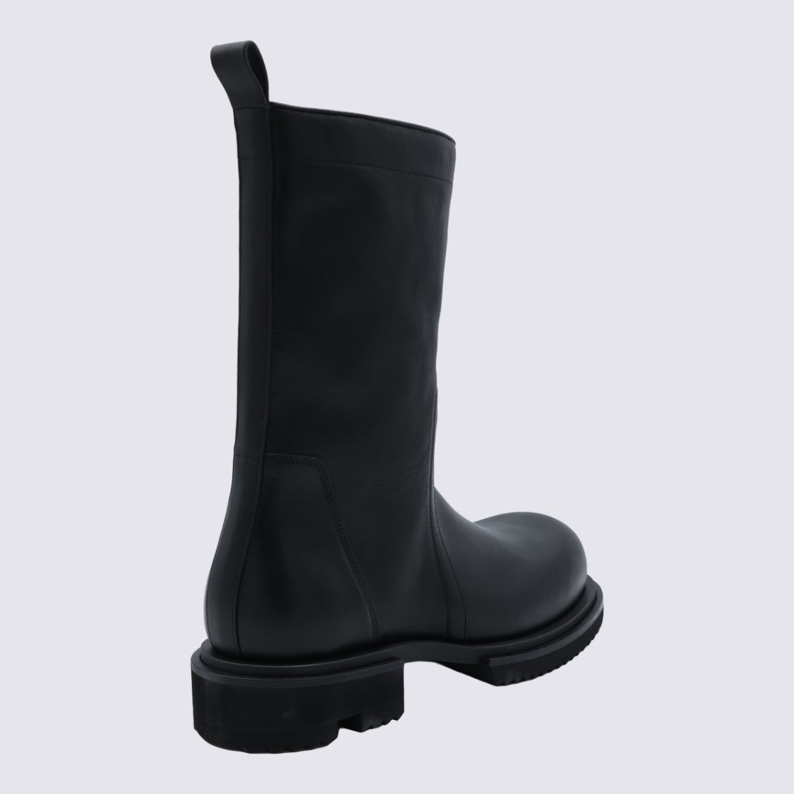 Rick Owens Mid-Calf Boots With Rounded Toe And Chunky Sole